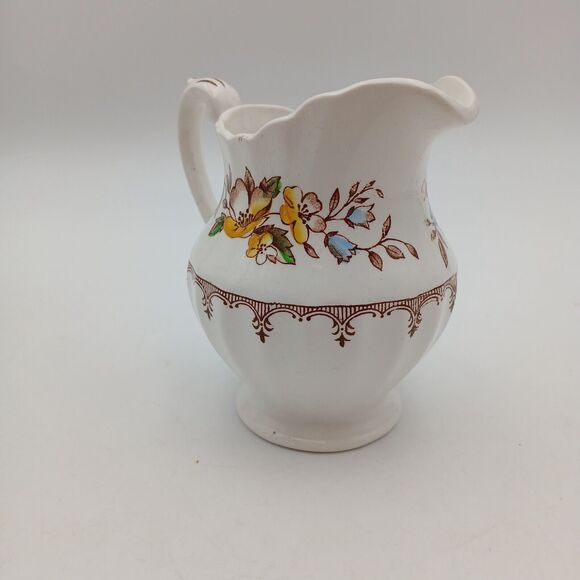 J & G Meakin Braemar Creamer & Sugar Bowl England scalloped floral Classic White - Picture 13 of 14